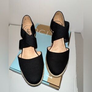 Life Stride Keaton Black Canvas Wedges 8M
